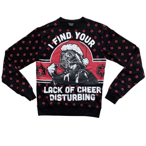 Star Wars Darth Vader Christmas Holiday Black Fleece Sweatshirt Sz Small - Picture 1 of 5